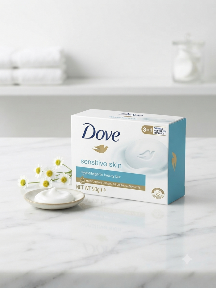 Dove Sensitive Skin Beauty Bar 90g – Gentle Moisturizing Soap for Sensitive Skin