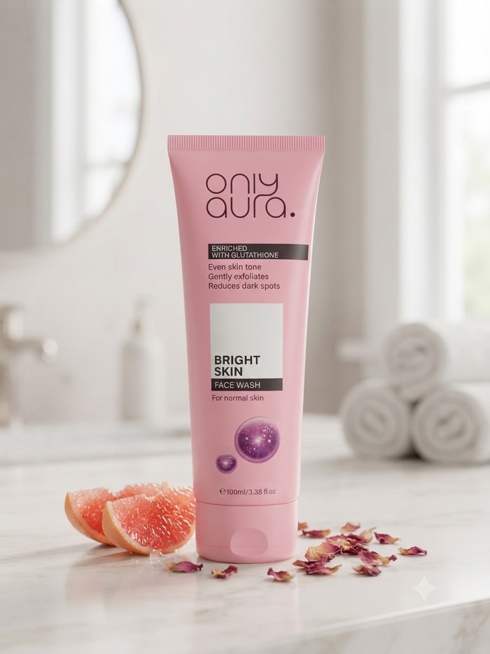 Only Aura Bright Skin Face Wash 100ml with Glutathione – Gentle Exfoliating Cleanser for Radiant Skin