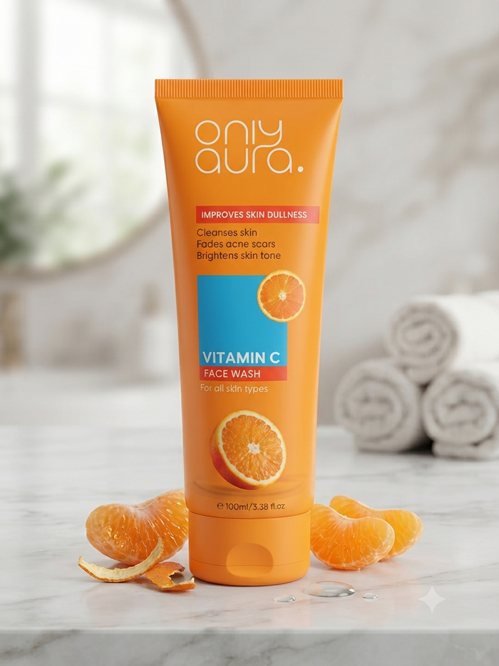 Only Aura Vitamin C Face Wash 100ml for All Skin Types | Brightening & Deep Cleansing