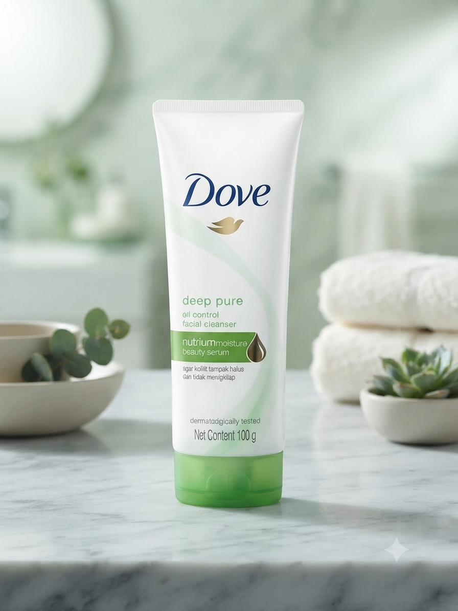 Dove Deep Pure Oil Control Facial Cleanser 100g – Oil Balancing Face Wash for Fresh, Clean Skin