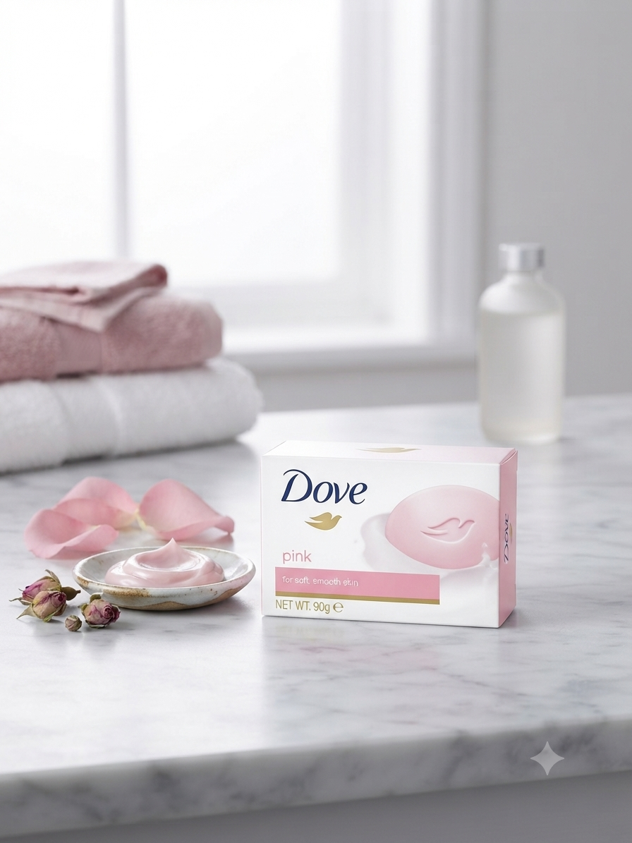 Dove Pink Beauty Bar Soap 90g – Gentle Moisturizing Soap for Soft, Smooth Skin