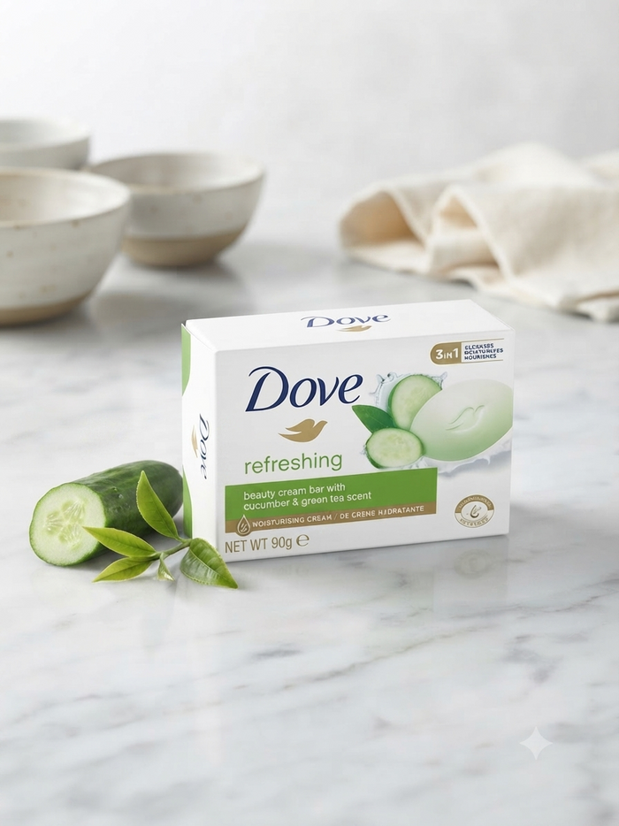 Dove Refreshing Beauty Bar 90g with Cucumber & Green Tea – Moisturizing Soap for Fresh, Soft Skin