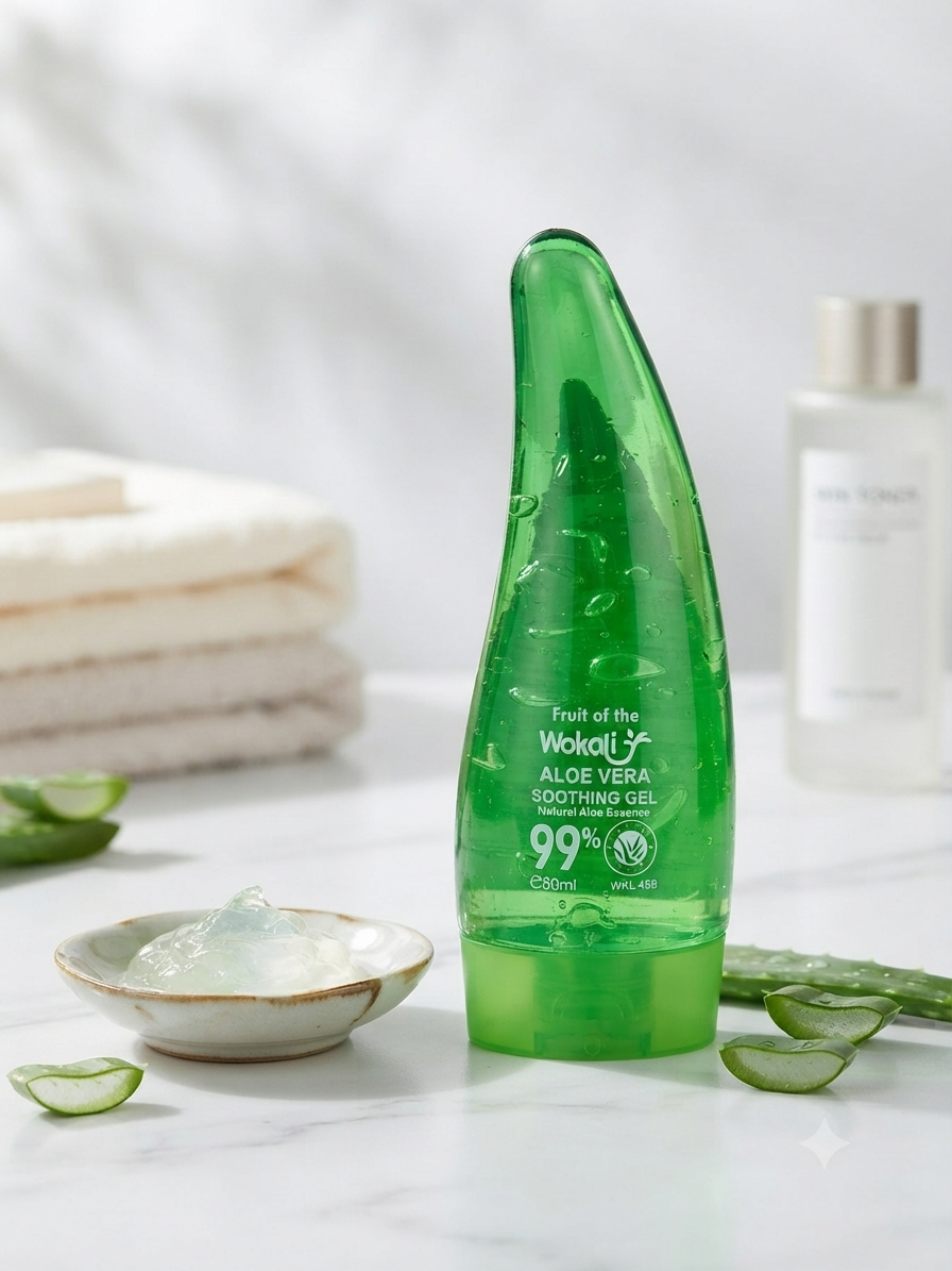 Fruit of the Wokali Aloe Vera Soothing Gel 60ml | 99% Aloe Vera for Skin Hydration & Soothing