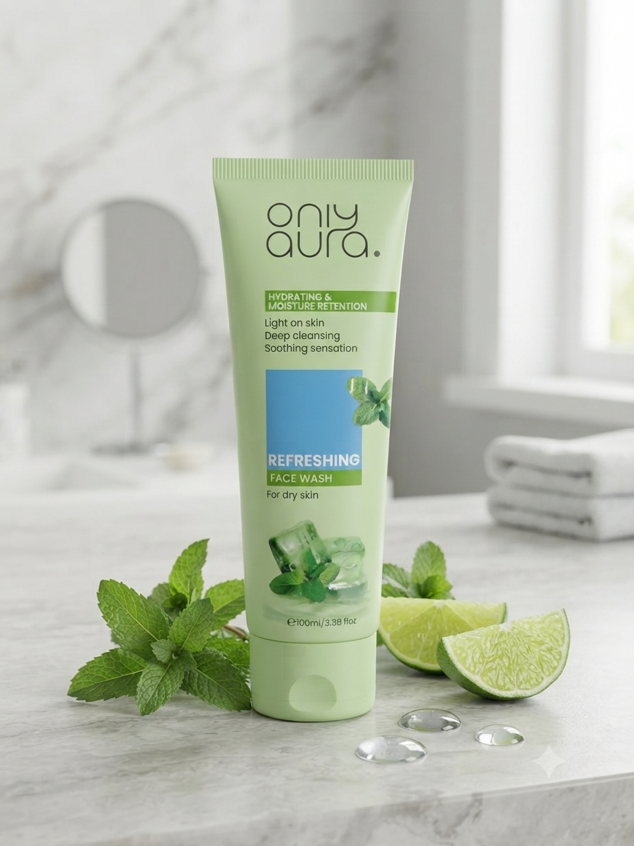 Only Aura Refreshing Face Wash 100ml – Hydrating & Moisturizing Cleanser for Dry Skin