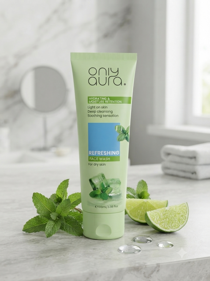 Only Aura Refreshing Face Wash 100ml – Hydrating & Moisturizing Cleanser for Dry Skin