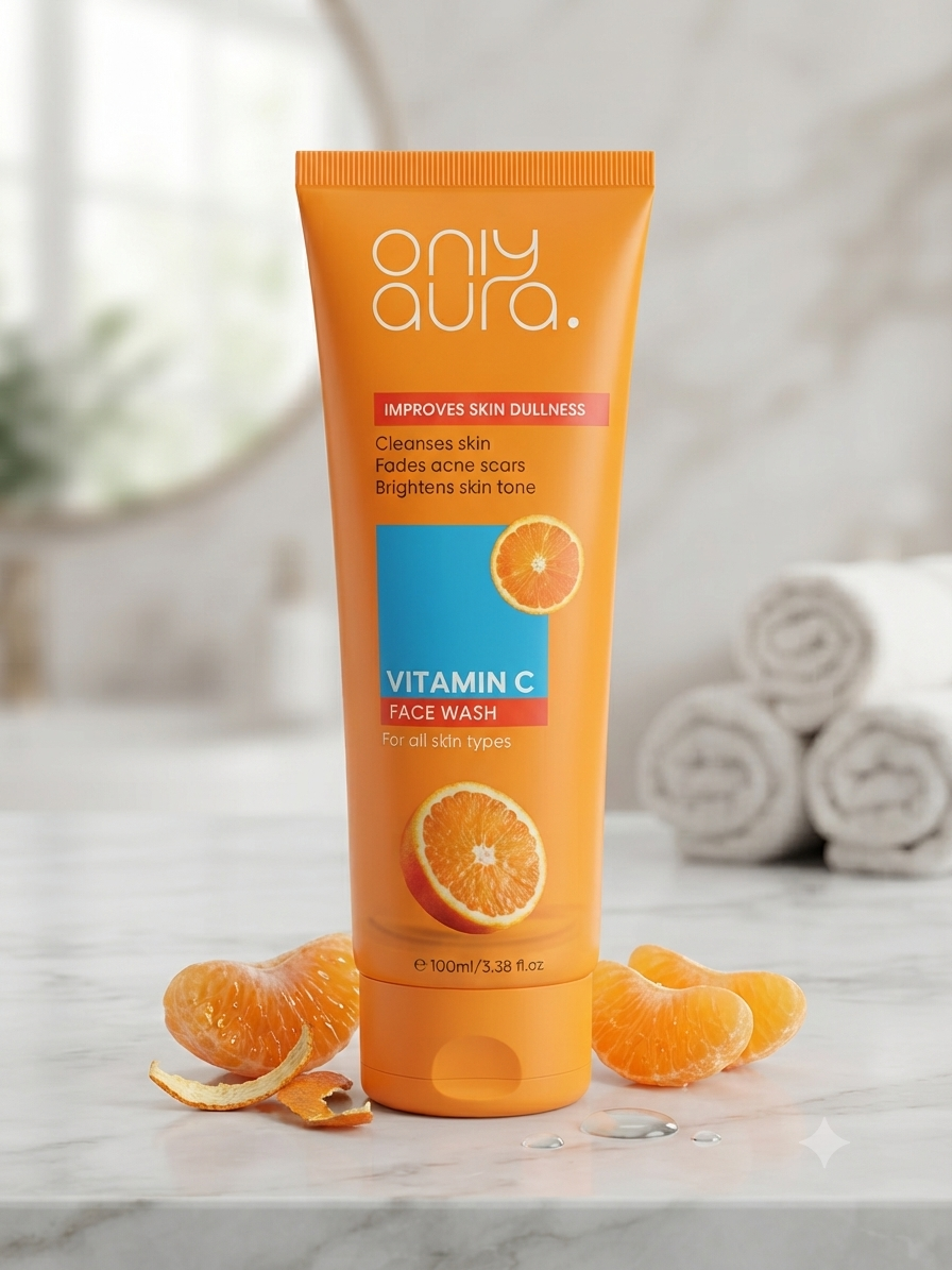 Only Aura Vitamin C Face Wash 100ml for All Skin Types | Brightening & Deep Cleansing