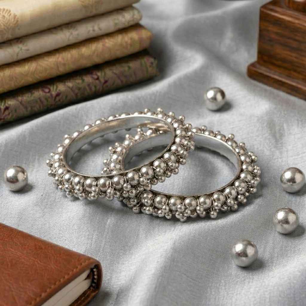 Silver Pearl Bangles for Women